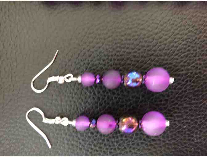 Purple Glass Beaded Necklaces and Earrings