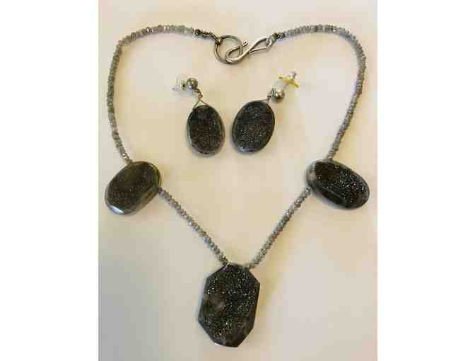 Semi-Precious "Druzy Quartz" Necklace and Earrings - Photo 1