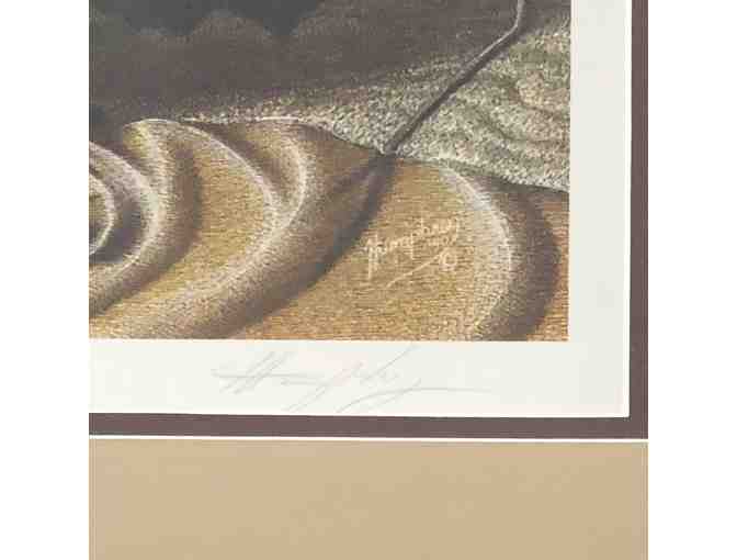 Framed and double matted Duck Print 'Feeding on White Oak' by Tommy Humphrey