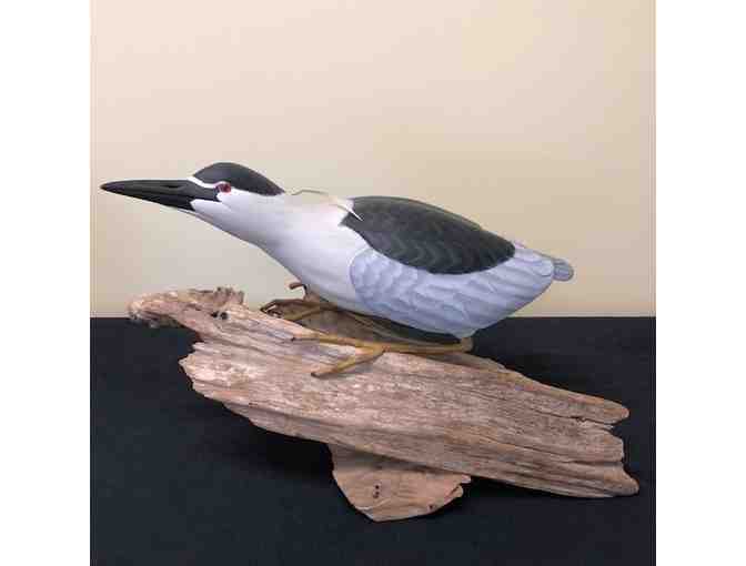 Black Crown Night Heron Bird Carving