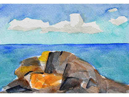 Bruce McMillan "Strawberry Island Rocks by the See" watercolor/ink on paper