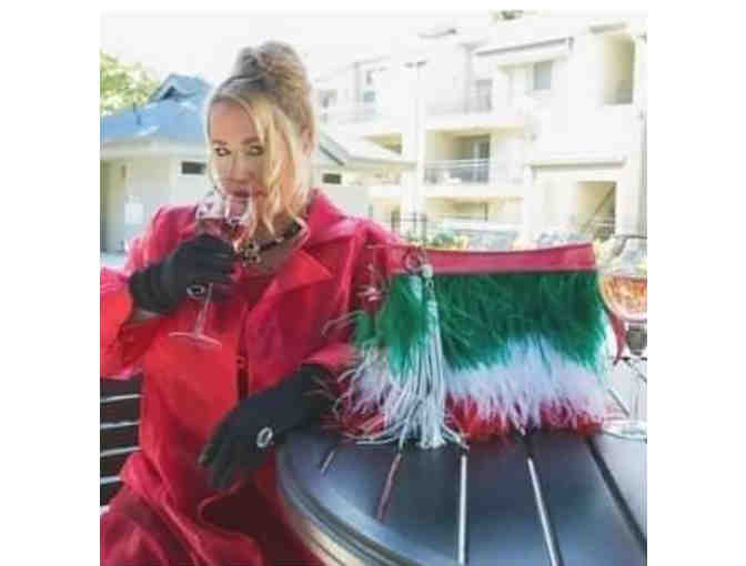 Handmade Ostrich and Bead Earrings by Jeannette and Slade of Beverly Hills