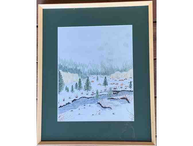 Framed Original Watercolor Painting of 'Hope Valley in Winter'