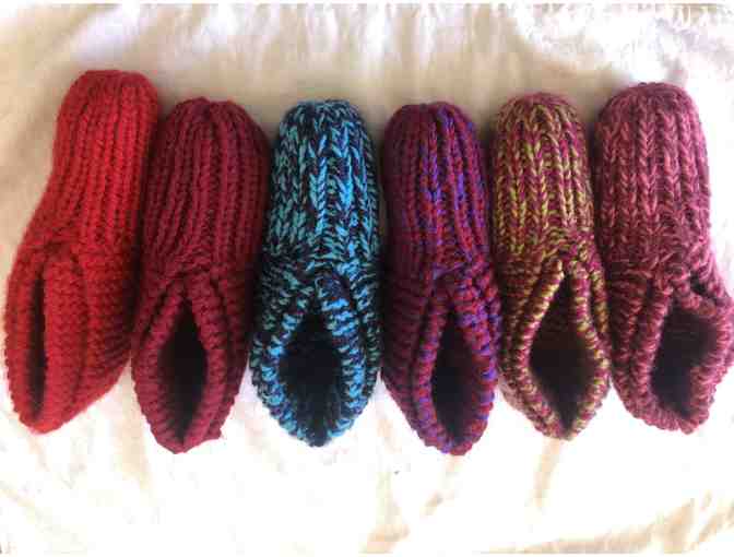 Hand Knit Slippers from Up-Cycled Yarn for Family Members or Guests