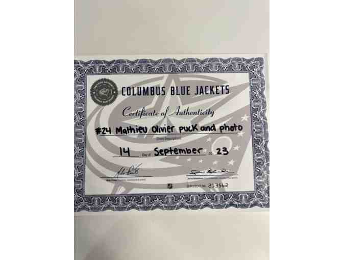 Mathieu Olivier Autographed Puck and Photo