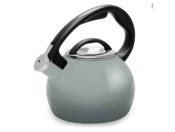 Chantel 2 qt Enamel-on-Steel Whistling Teakettle - Lake Grey