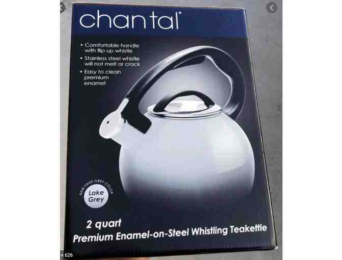 Chantel 2 qt Enamel-on-Steel Whistling Teakettle - Lake Grey