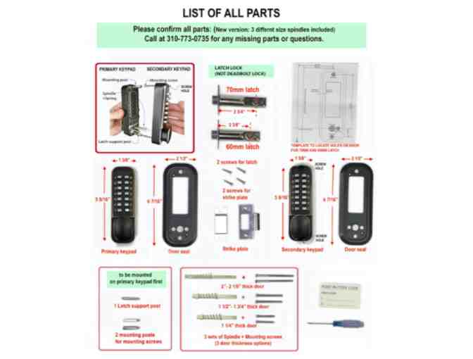 Mechanical Keyless Combination Latch Door Lock w/ Double Keypads, (Oil Rubbed Bronze)