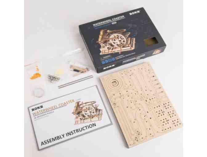 'Marble Parkour' Waterwheel Coaster Mechanical Wooden Marble Run Kit | Rokr