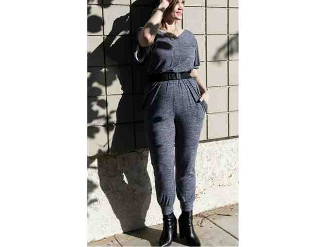 NWT Lularoe XOE Charcoal Gray V-Neck Jumpsuit