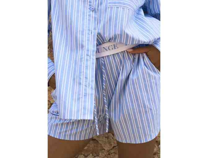 Lounge - Women's Pajama Set Blue Pinstripe