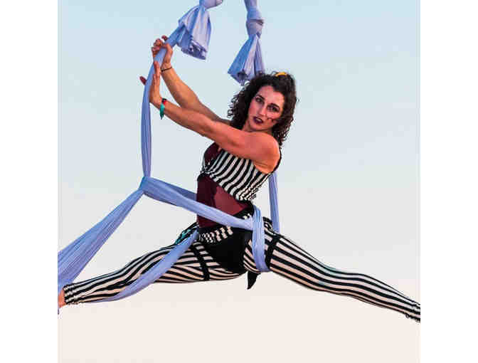 Aerial silks at the Beach by the Santa Monica Pier with Coach Sharyn