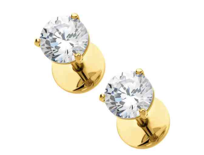 Gold Plated Cubic Zirconia Stud Earrings - Photo 1