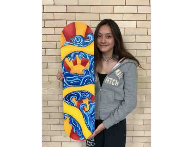 Maple Wood Skateboard with Original Design by Lane Student, Tara Kennedy