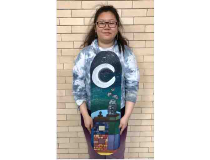 Maple Wood Skateboard with Original Design by Lane Student, Jenny Thai
