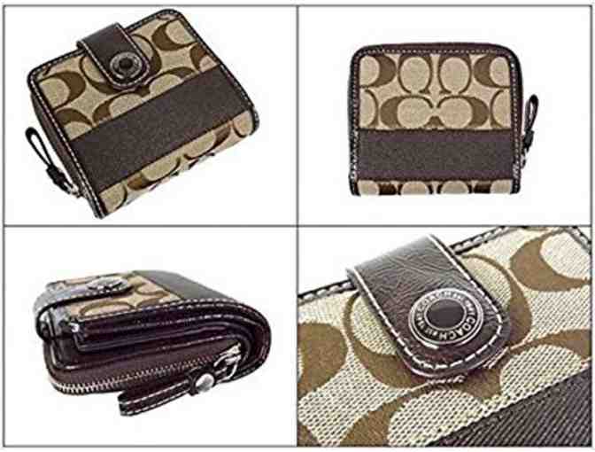 COACH SLIM MEDIUM WALLET KHAKI/MAHOGANY