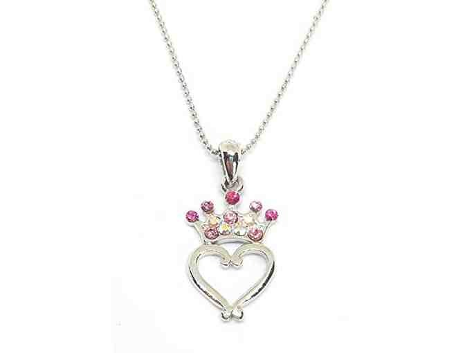 COOKIE LEE CHILD'S CROWN TOPPED HEART NECKLACE