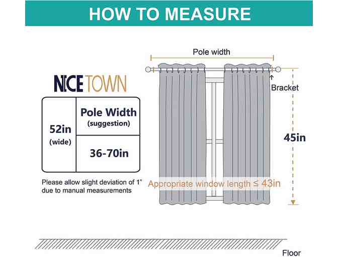 NICETOWN ROOM DARKENING CURTAIN-GROMMET-LIGHT GREY, 2 PANELS W52 X L45