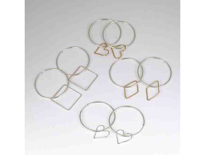 Chocolate and Steel: Sterling Silver and Gold Vermeil 'Miryam' Interlocking Hoop Earrings