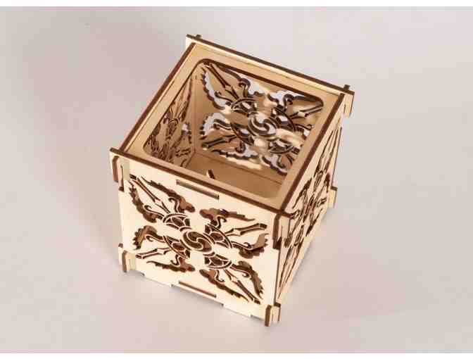 LinLaserWorks: 'Double Vajra' Wooden Candle Holder & Shadow Lantern