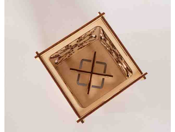 LinLaserWorks: 'Double Vajra' Wooden Candle Holder & Shadow Lantern
