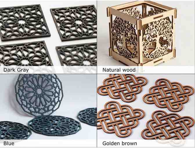 LinLaserWorks: 'Double Vajra' Wooden Candle Holder & Shadow Lantern