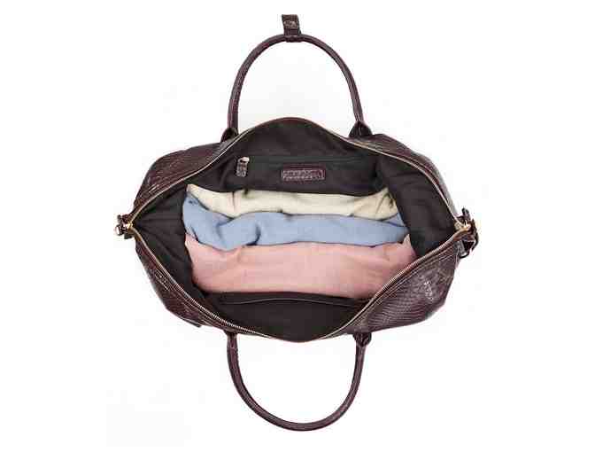 Lulu Dharma: Vegan Snake Skin Weekender Bag in Bidder's Choice of Color