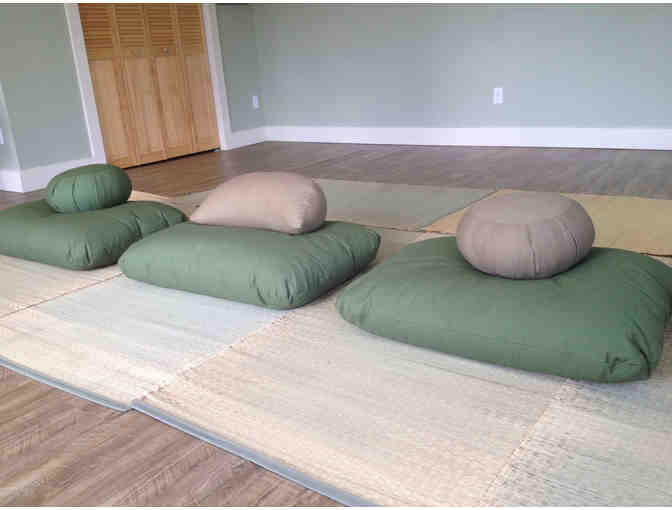 Carolina Morning: Smile Cushion (Crescent Zafu) and Zabuton in Bidder's Choice of Color