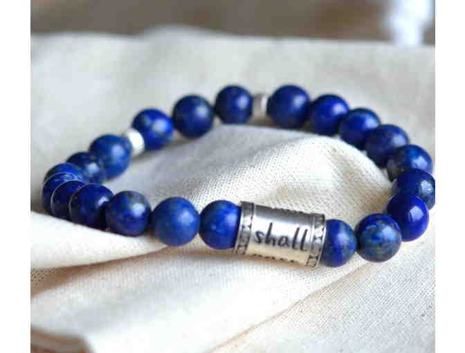 Mindful Necessities: Silver 'this too shall pass' Lapis Lazuli Wrist Mala