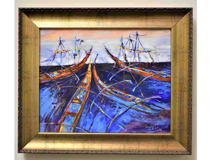 21'x25' Vietnamese Boat Painting