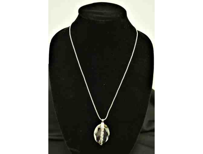 Convertible Silver and Crystal Necklace and (3) silver bangles set