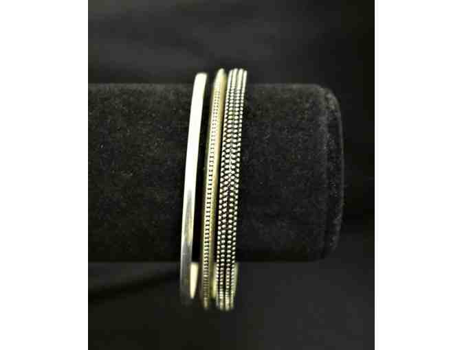 Convertible Silver and Crystal Necklace and (3) silver bangles set