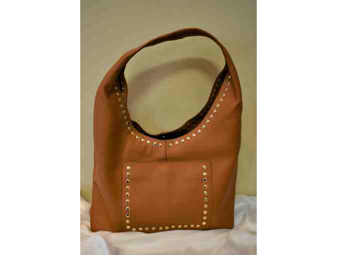 Brown Laggo Hobo Bag with Gold Studs