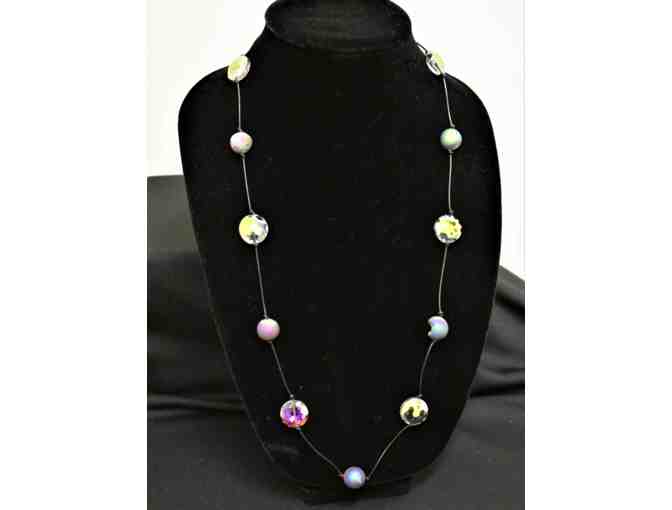 Purple and Green beaded necklace and earring set by Noni from Tallulah's!
