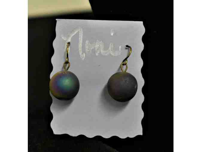 Purple and Green beaded necklace and earring set by Noni from Tallulah's!