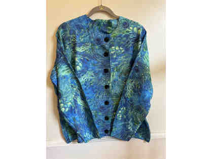 CARDIGAN SWEATER WITH PEACOCK FEATHER PRINT-SIZE XXL