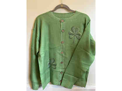 CARDIGAN SWEATER-GREEN CLOVER-SIZE M