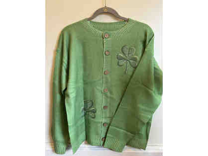 CARDIGAN SWEATER-GREEN CLOVER-SIZE L