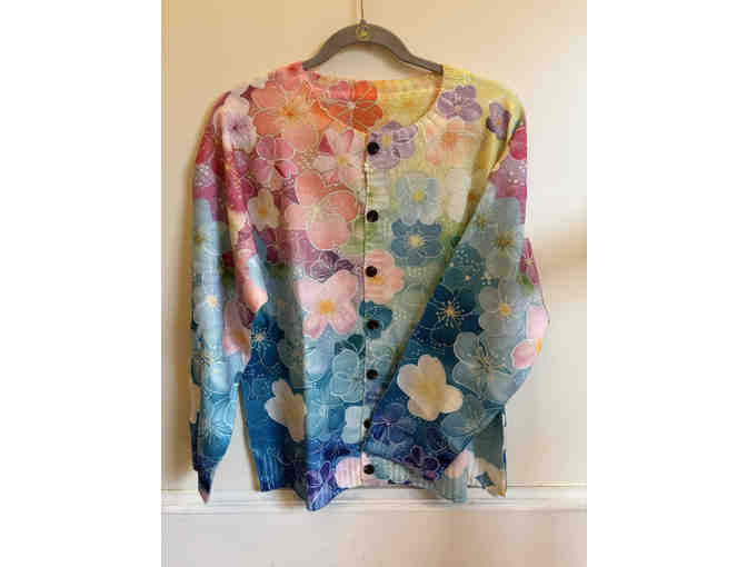 CARDIGAN SWEATER-PASTEL FLORAL PRINT-SIZE L - Photo 1