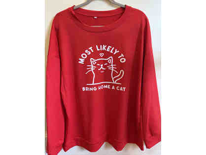 SWEATSHIRT-RED-MOST LIKE TO BRING HOME A CAT-SIZE XXL