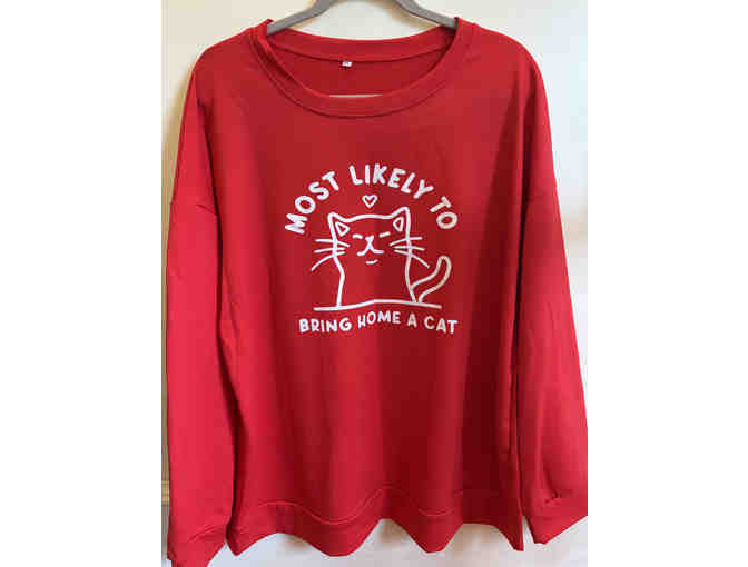 SWEATSHIRT-RED-MOST LIKE TO BRING HOME A CAT-SIZE XXL - Photo 1