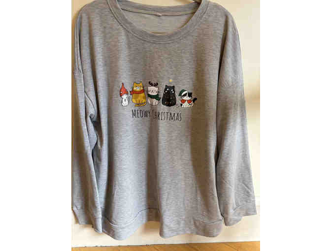 SWEATSHIRT-GREY-MEOWY CHRISTMAS-5 CATS-SIZE L - Photo 1