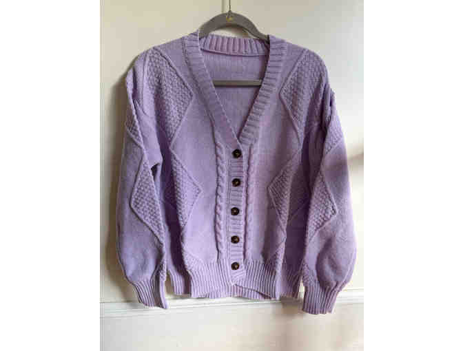 CARDIGAN-CABLE STYLE BUTTON DOWN IN ORCHID-SIZE S - Photo 1