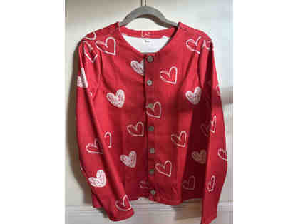 RED HENLEY WITH HEARTS-SIZE XL