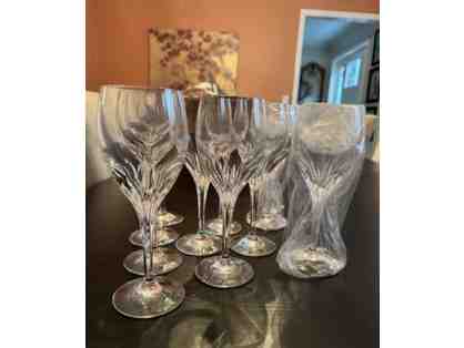 Set of 10 Noritake Turning Point Crystal Wine Glasses