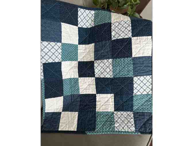Handmade Blue & White Quilt - Photo 1