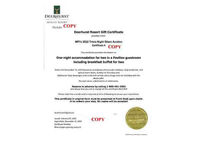 Deerhurst Resort - One Night in Pavilion Room with Breakfast Buffet for Two