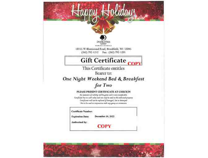DoubleTree by Hilton Milwaukee Brookfield - One Night Weekend Bed and Breakfast for Two