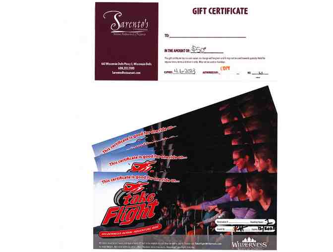 Wilderness Resort Wisconsin Dells Overnight with 4 Take Flight Passes and $50 Sarento's