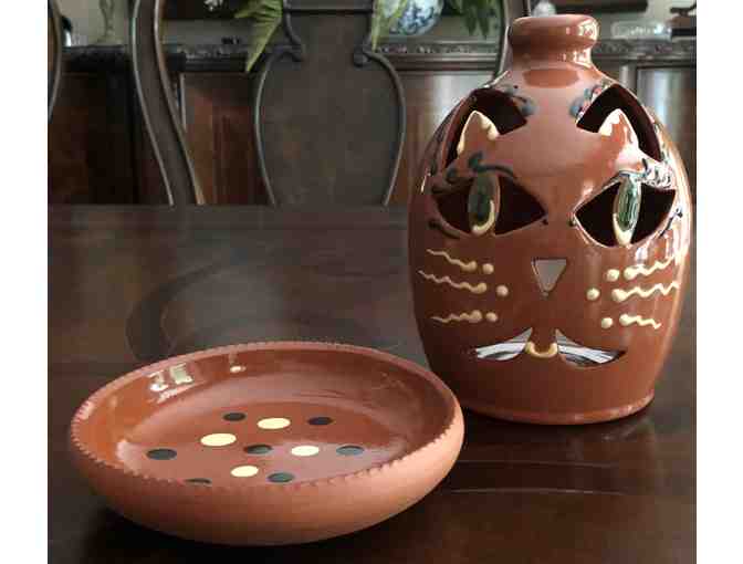 Pottery Cat-O Lantern & Coaster